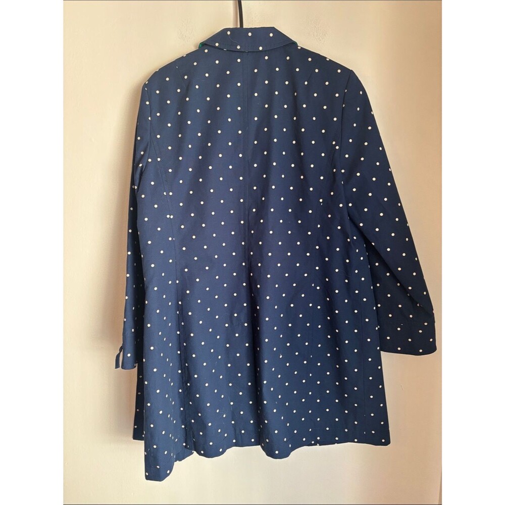 Talbots DOT-PRINT COTTON MAC Navy White Polka Dot Coat trench Womens 12 EUC cute - Picture 13 of 14